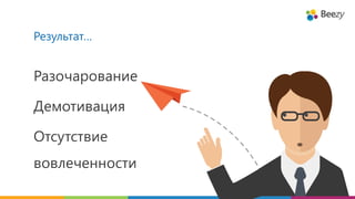 Результат…
Разочарование
Демотивация
Отсутствие
вовлеченности
 