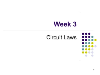 1
Week 3
Circuit Laws
 