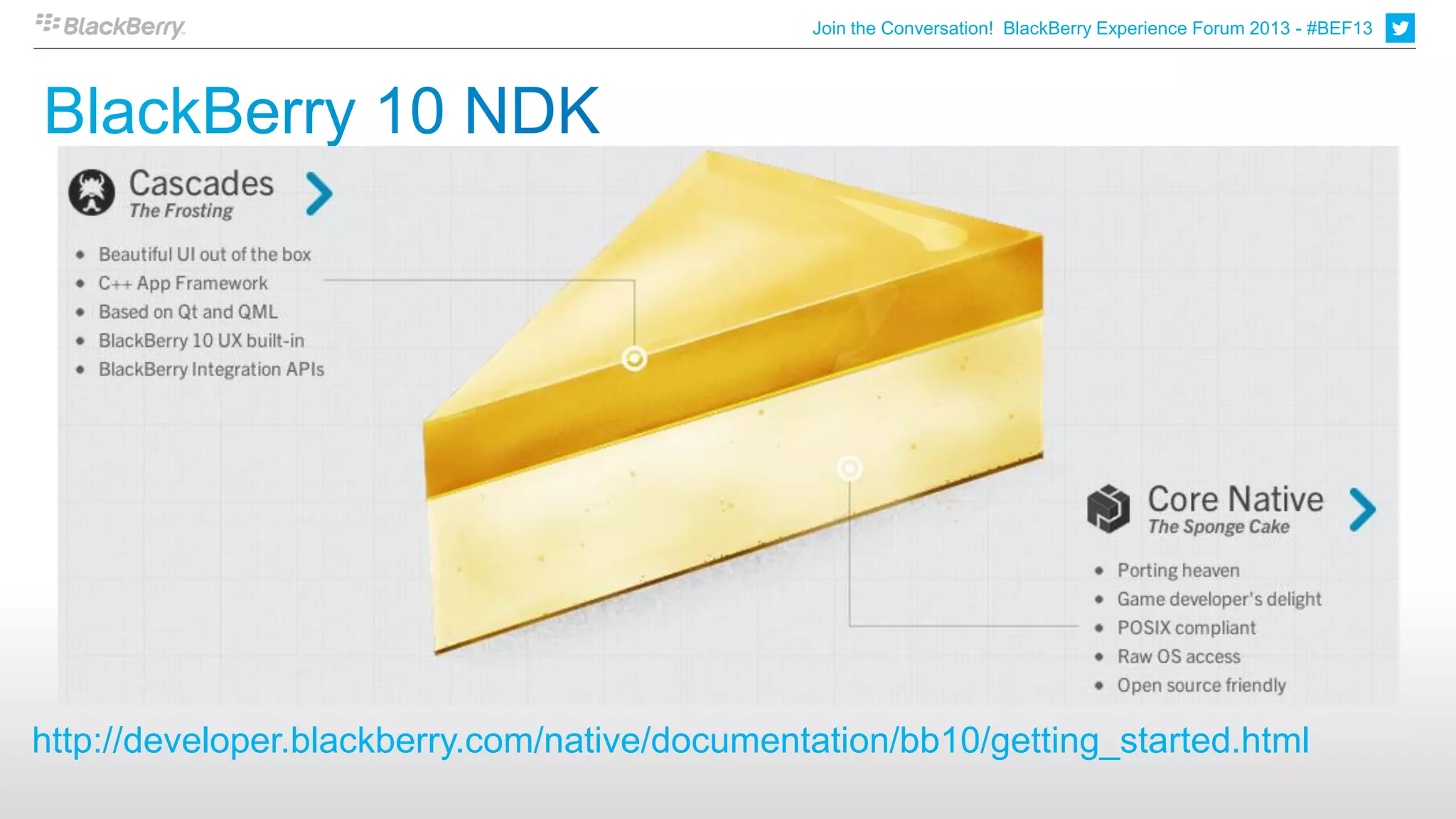 Join the Conversation! BlackBerry Experience Forum 2013 - #BEF13




http://developer.blackberry.com/native/documentation/bb10/getting_started.html
 