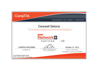 Carswell Setona
2016-Oct-31
DN3X0CGJZDF1SFXE
COMP001020239866 October 31, 2013
 