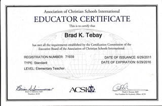 Christian Educator's Certificate