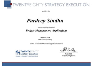 Project Management Applications Course Completion Certificate
