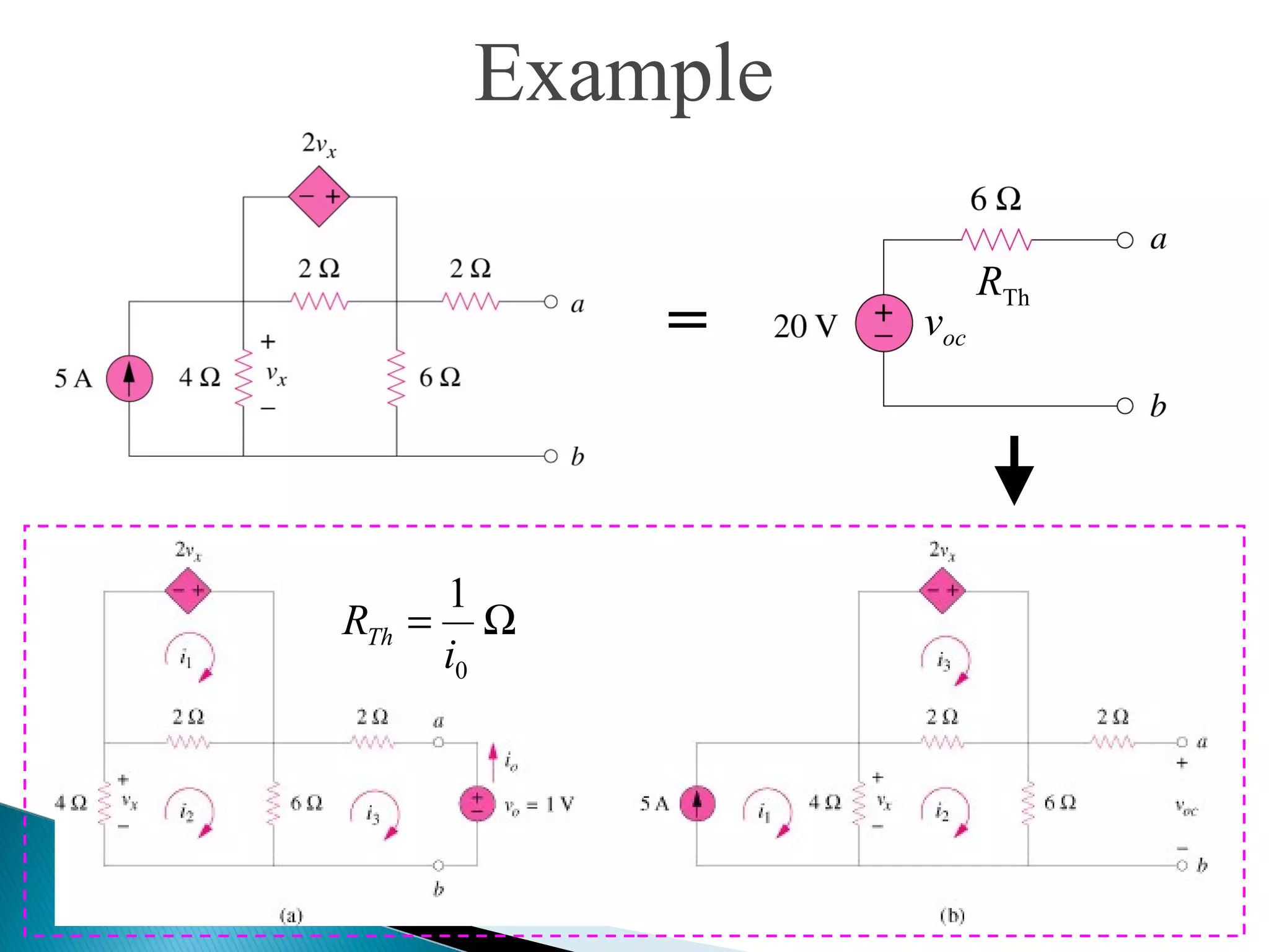 Example
=
RTh
voc
Ω=
1
0i
RTh
 