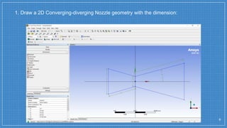1. Draw a 2D Converging-diverging Nozzle geometry with the dimension:
8
 