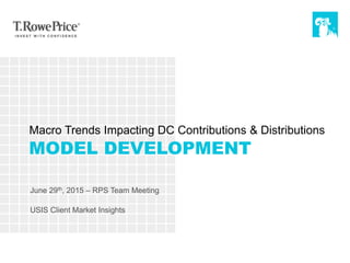 MODEL DEVELOPMENT
June 29th, 2015 – RPS Team Meeting
USIS Client Market Insights
Macro Trends Impacting DC Contributions & Distributions
 