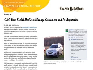 CRISIS COMMUNICATIONS 
EXAMPLE: 
GENERAL 
MOTORS 
 