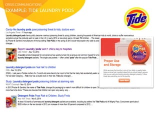 CRISIS COMMUNICATIONS 
EXAMPLE: 
TIDE 
LAUNDRY 
PODS 
 