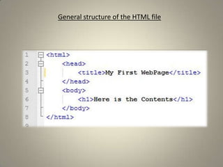 General structure of the HTML file