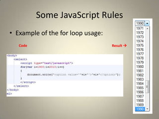 JavaScript ContinueYou can also write JavaScript in an external file and refer to it like the external CSS file but with the tag <script> as follow:The JavaScript file has the extension .jsThe scriptfile.js has the JavaScript codes.