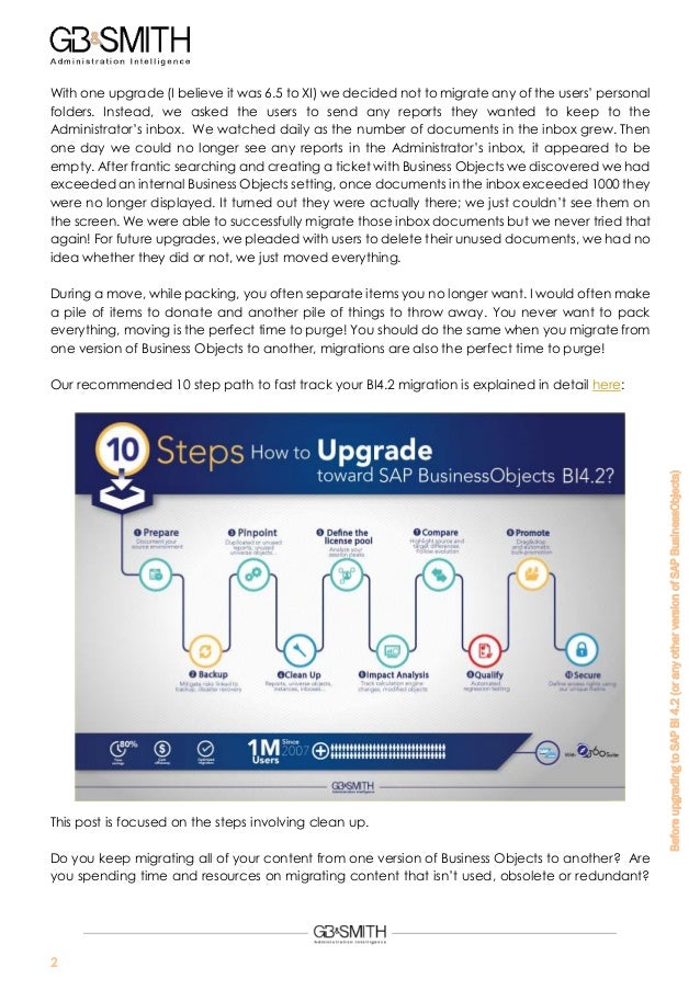 Before upgrading to Business Objects bi4.2 (or any other Business Obj…