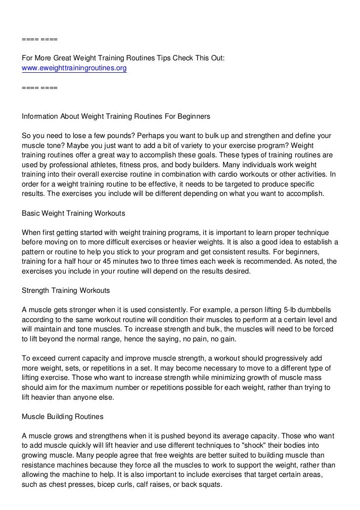 information about weight training