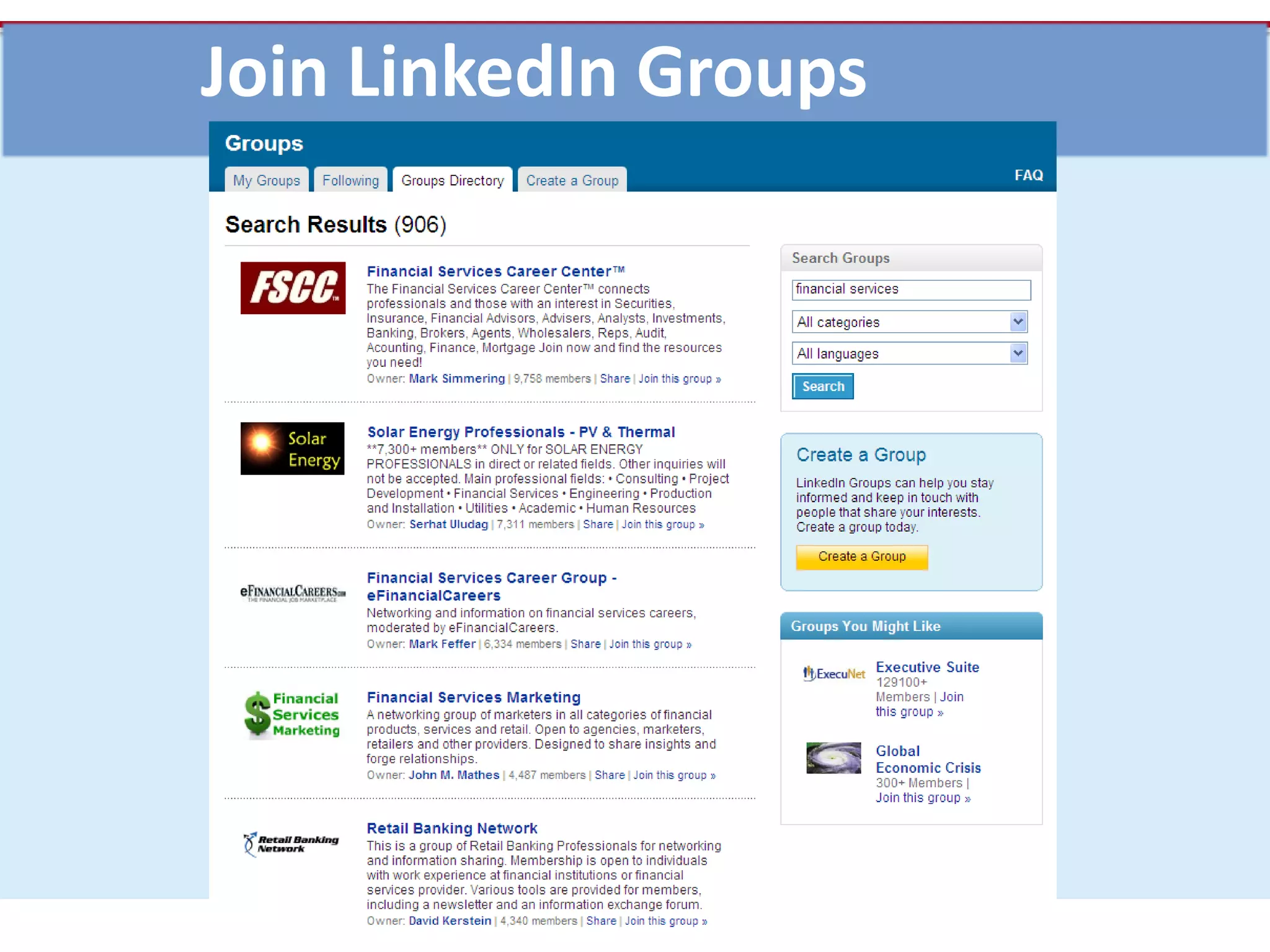Position you as an expertLinkedIn is fundamentally changing how people succeed in business.      Oracle’s CFO Lands Post through LinkedIn Profile “Oracle’s executive recruiter initially found me on LinkedIn. I was surprised that something as simple as a profile on Linkedin could lead to such a great opportunity.”-Jeff Epstein, CFO, OracleUS Cellular: Saving millions, while finding uniquely-skilled many companies are competing for.
