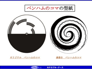 CS（お客様満足）⇒CD（お客様感動） ⇒ CT（お客様信頼） ベンチマーキング実践
オリジナル ベンハムのコマ 渦巻き ベンハムのコマ
ベンハムのコマの型紙
 