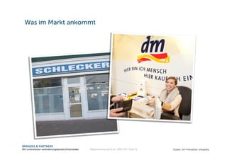 BRANDES & PARTNERS
Wir unterstützen veränderungsbereite Entscheider.
Was im Markt ankommt
Quelle: dm Pressebild; wikipedia“Begeisterung steckt an" 2013-04 / Folie 11
 