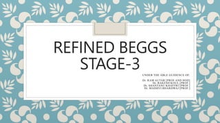 REFINED BEGGS
STAGE-3UNDER THE ABLE GUIDENCE OF:
Dr. RAM AUTAR [PROF.AND HOD]
Dr. RAKESH KOUL [PROF.]
Dr. SHANTANU KHATTRI [PROF.]
Dr. MADHVI BHARDWAJ [PROF.]
 