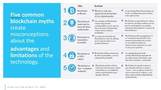 e n a b l i n g n e w g r o w t h f o r S M E s
Five common
blockchain myths
create
misconceptions
about the
advantages and
limitations of the
technology.
 