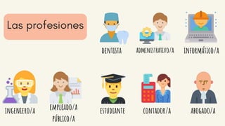 dentista administrativo/a
abogado/aingeniero/a empleado/a
público/a
informático/a
contador/aestudiante
 