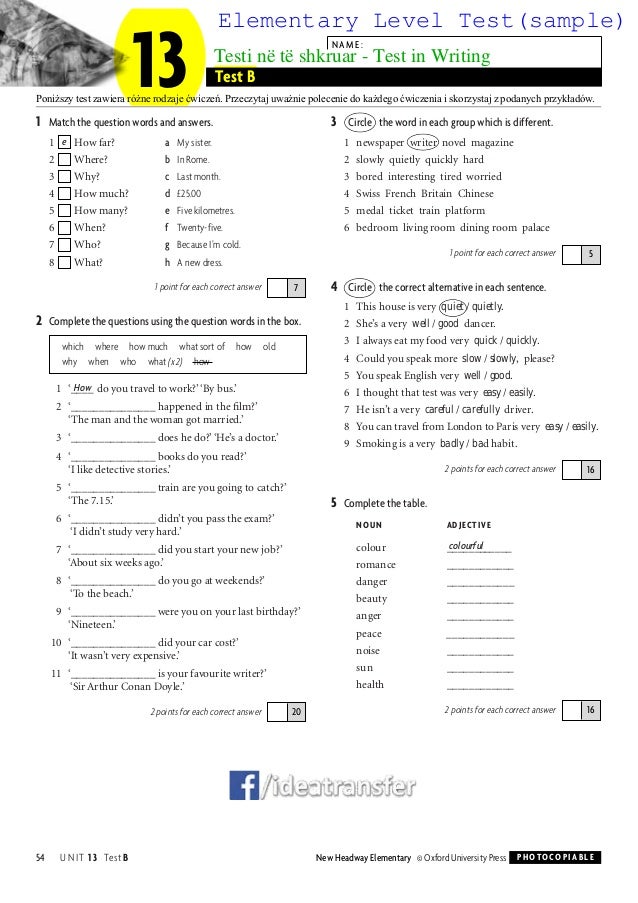 Beginner And Elementary Level Test Sample With Embeded Audio