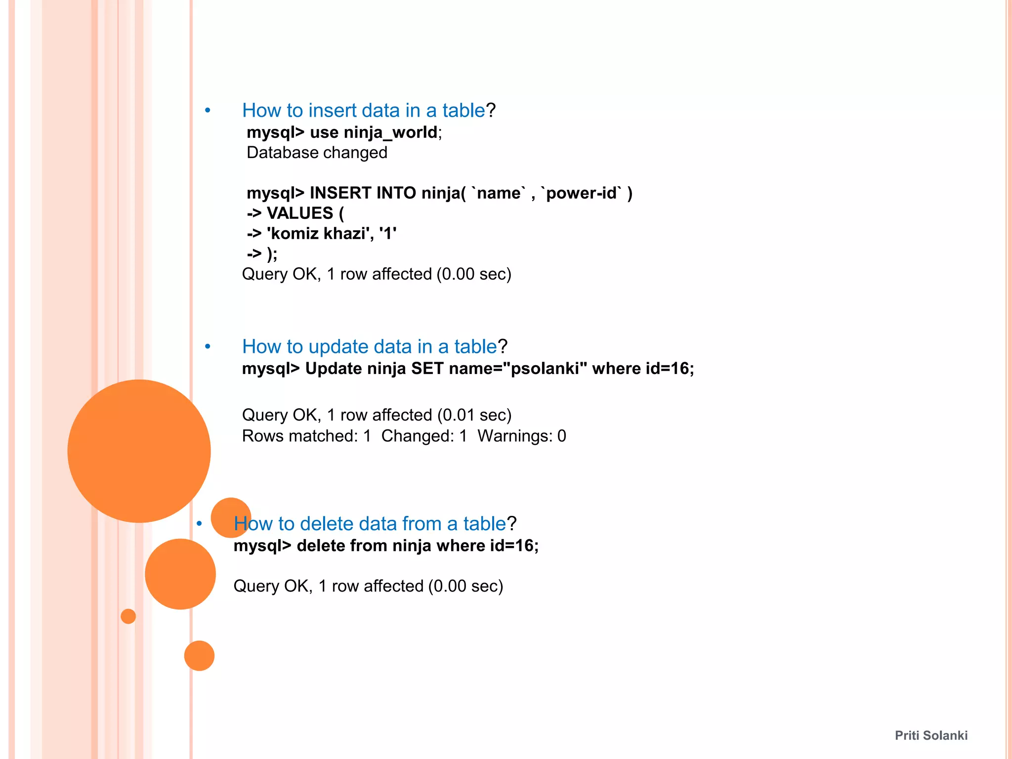 Beginner guide to mysql command line | PPT