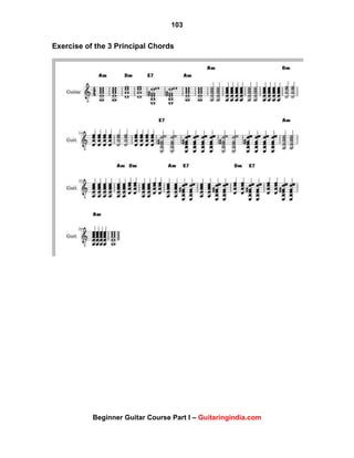 103
Beginner Guitar Course Part I – Guitaringindia.com
Exercise of the 3 Principal Chords
 