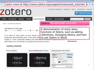 A demonstration of many basic
functions of Zotero, such as adding
references, managing library, and how
to use Zotero in W...