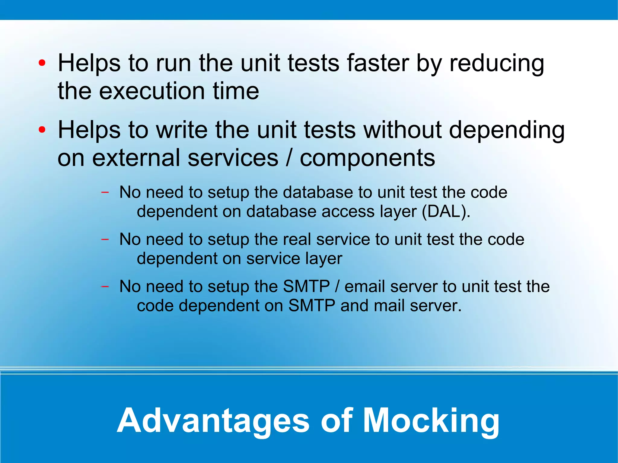 Introduction to NUnit
Introduction to Unit Testing
using
NUnit
 