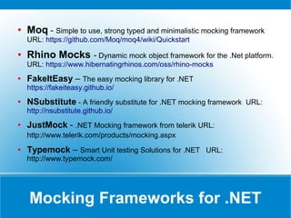 Add Unit Test Project
● Add a new C# Class Library “SampleLibrary.NunitTests”
Add New Project > Templates > Visual C# > Windows > Class Library
● Rename the class Class1.cs as “SalaryCalculatorTest.cs”
 