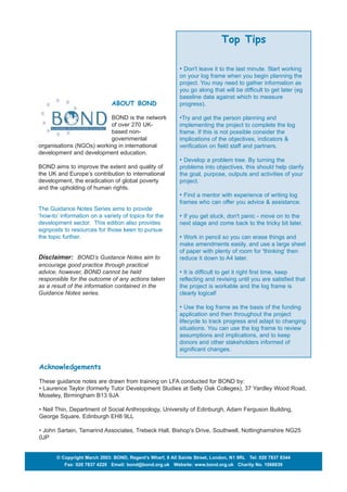 Beginners Guide To Logical Framework Approach (BOND) | PDF