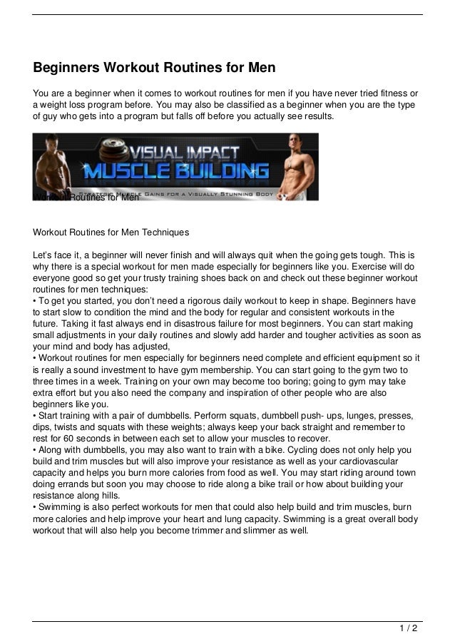 Beginners Workout Routines for Men
