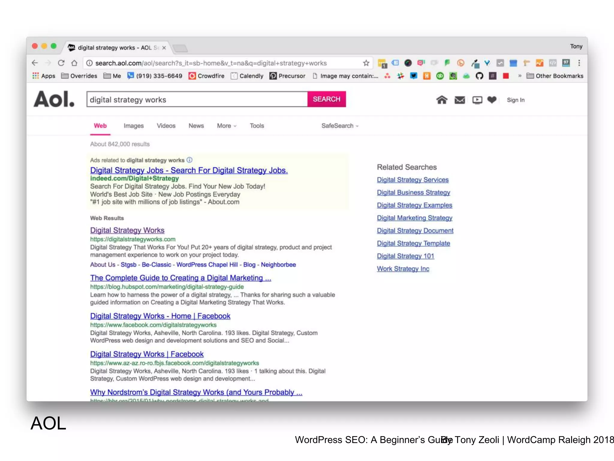 WordPress SEO: A Beginner’s GuideBy Tony Zeoli | WordCamp Raleigh 2018
AOL
 