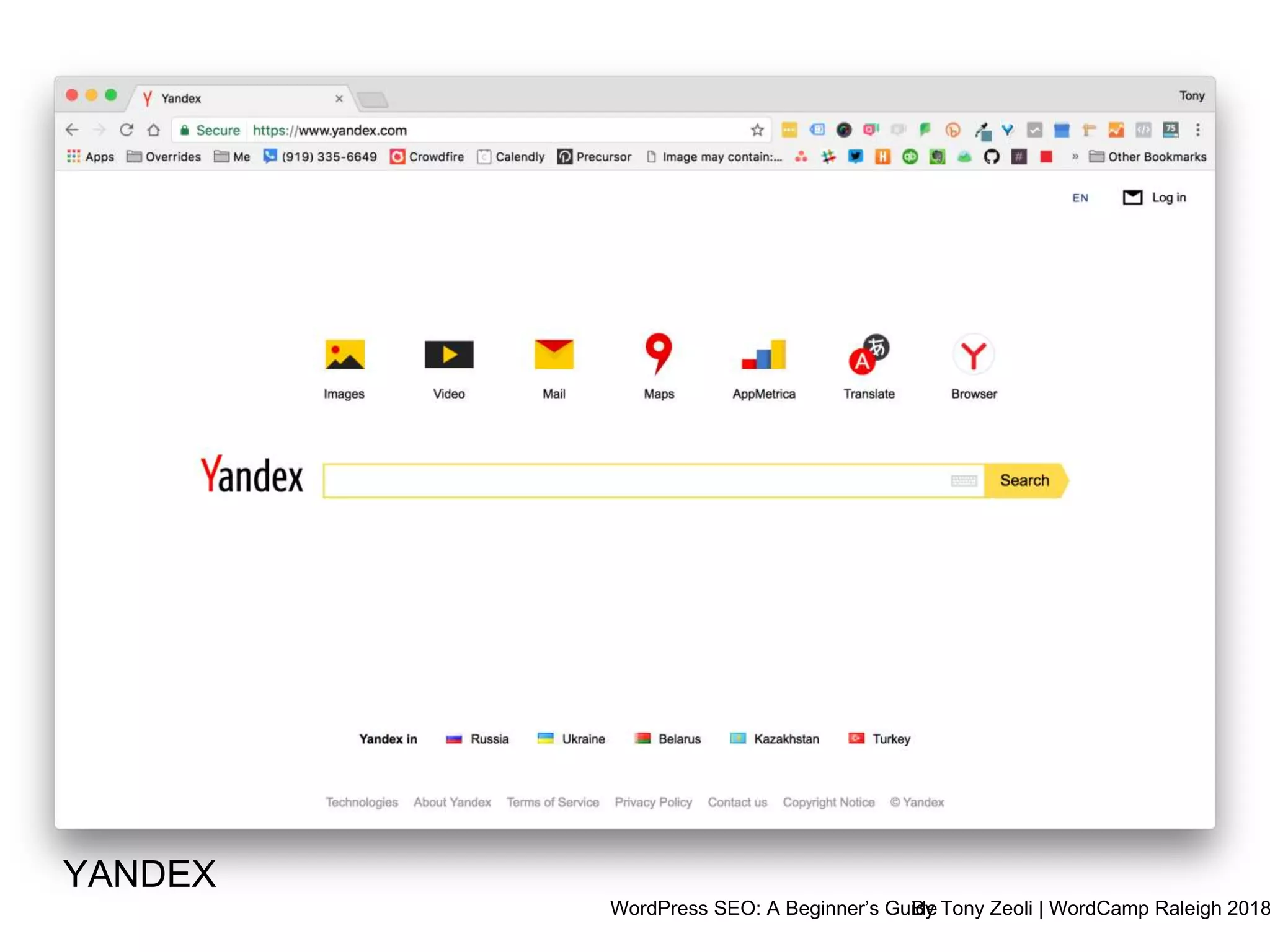 WordPress SEO: A Beginner’s GuideBy Tony Zeoli | WordCamp Raleigh 2018
YANDEX
 