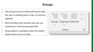 Group Feature In Excel Comprehensive Guide to Microsoft Excel 2021 Features and Usage | PPTX