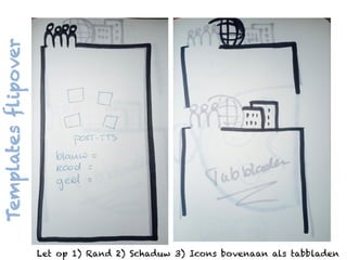 Templatesflipover
Let op 1) Rand 2) Schaduw 3) Icons bovenaan als tabbladen
 