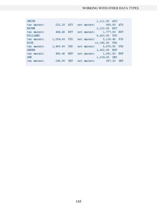145
WORKING WITH OTHER DATA TYPES
 