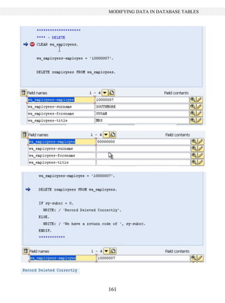 161
MODIFYING DATA IN DATABASE TABLES
 