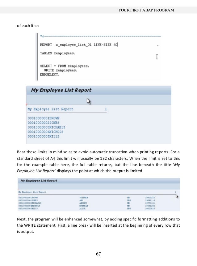 Report title in sap abap books