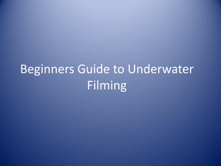 Beginners Guide to Underwater
Filming
 