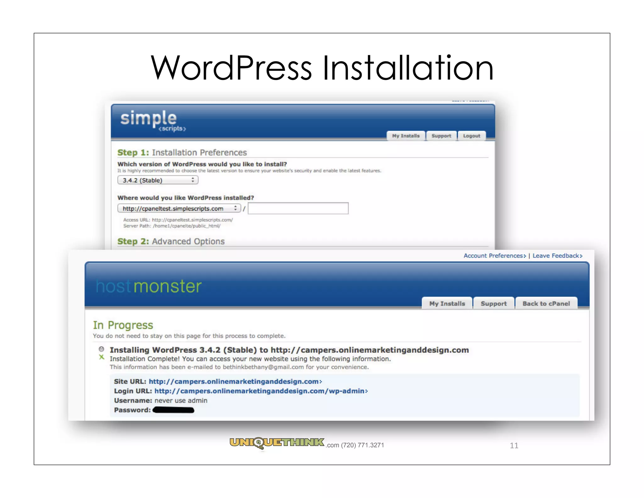 WordPress Installation




           .com (720) 771.3271   11
 