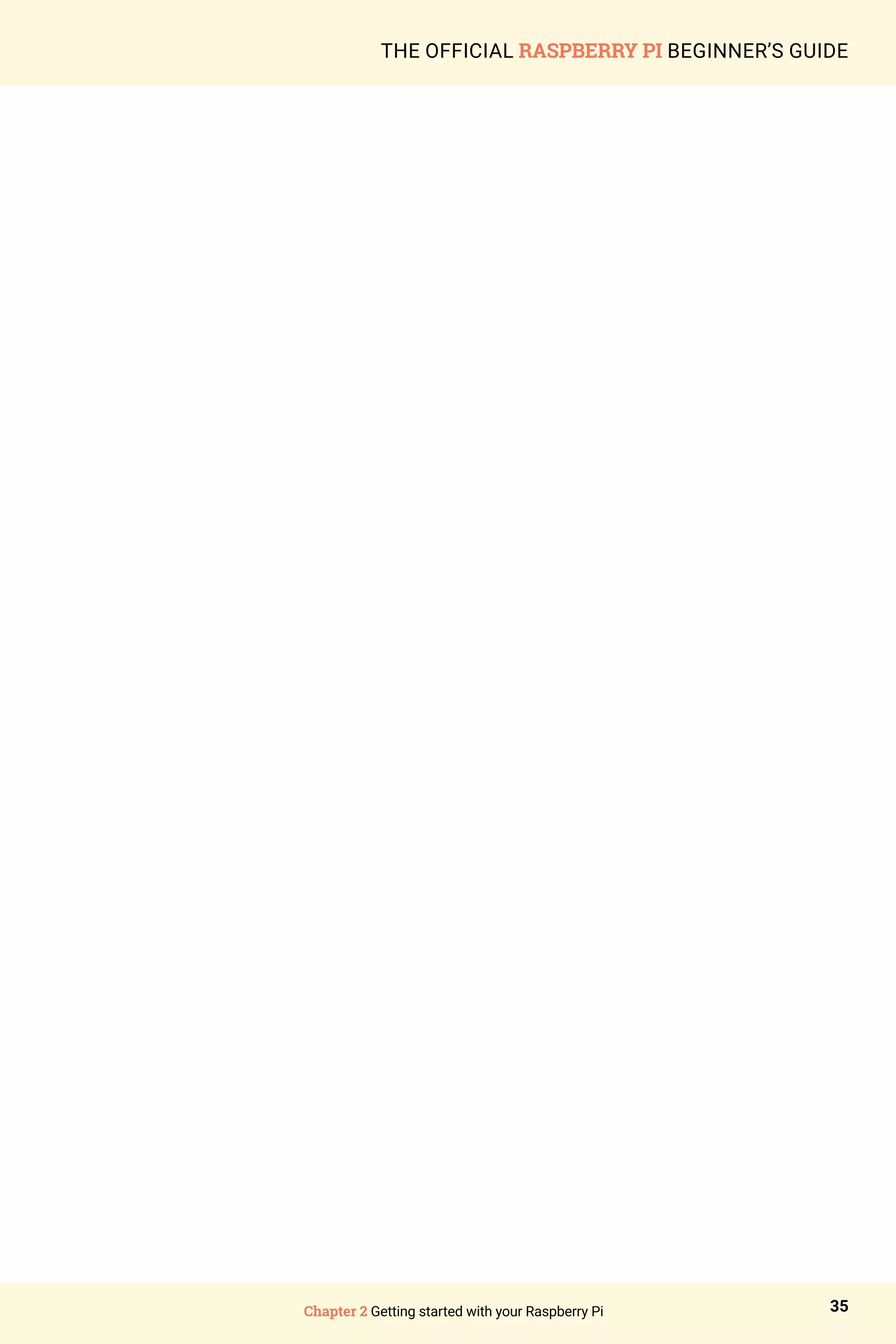 Chapter 2 Getting started with your Raspberry Pi 35
THE OFFICIAL RASPBERRY PI BEGINNER’S GUIDE
 