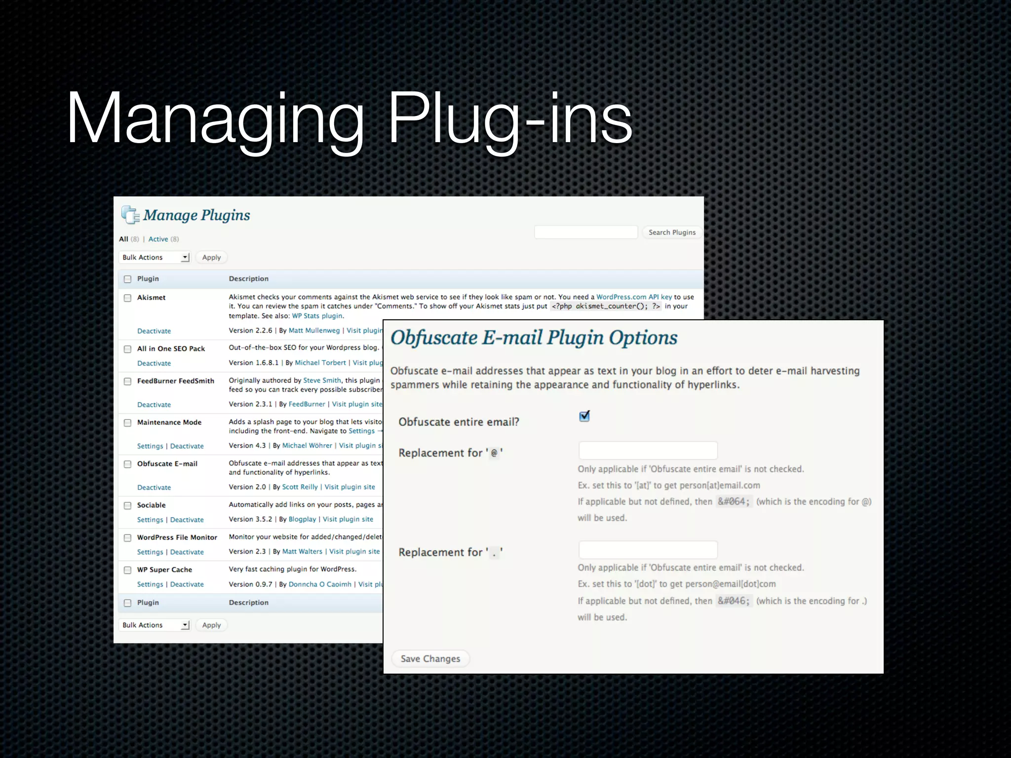 Managing Plug-ins
 