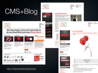 CMS+Blog




http://www.boxofcrayons.biz/
 