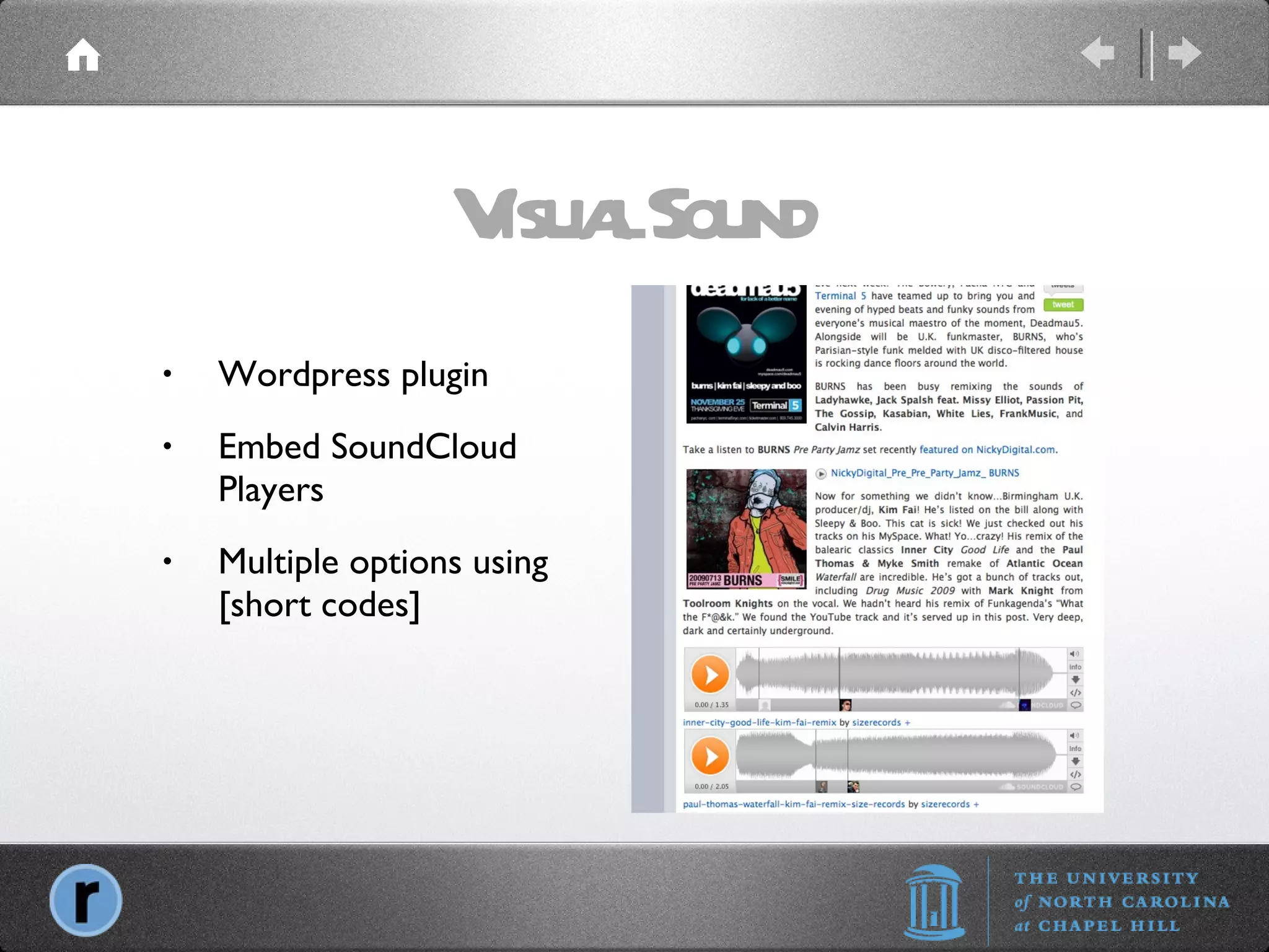 Visual Sound Wordpress plugin Embed SoundCloud Players Multiple options using [short codes] 