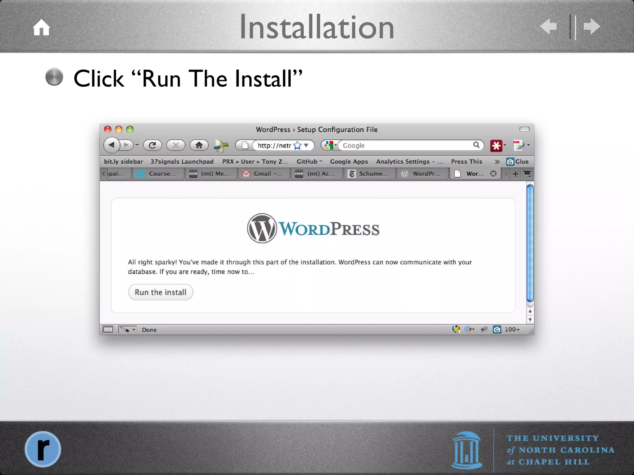 Installation Click “Run The Install” 