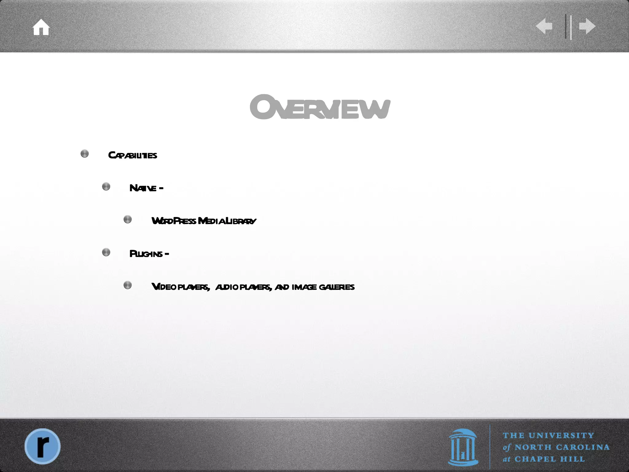 Overview Capabilities Native - WordPress Media Library Plug-ins - Video players,  audio players, and image galleries 