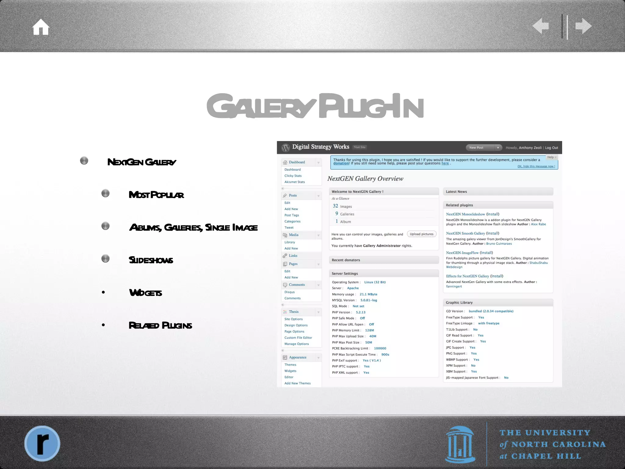 Gallery Plug-In NextGen Gallery Most Popular Albums, Galleries, Single Image Slideshows Widgets Related Plugins 