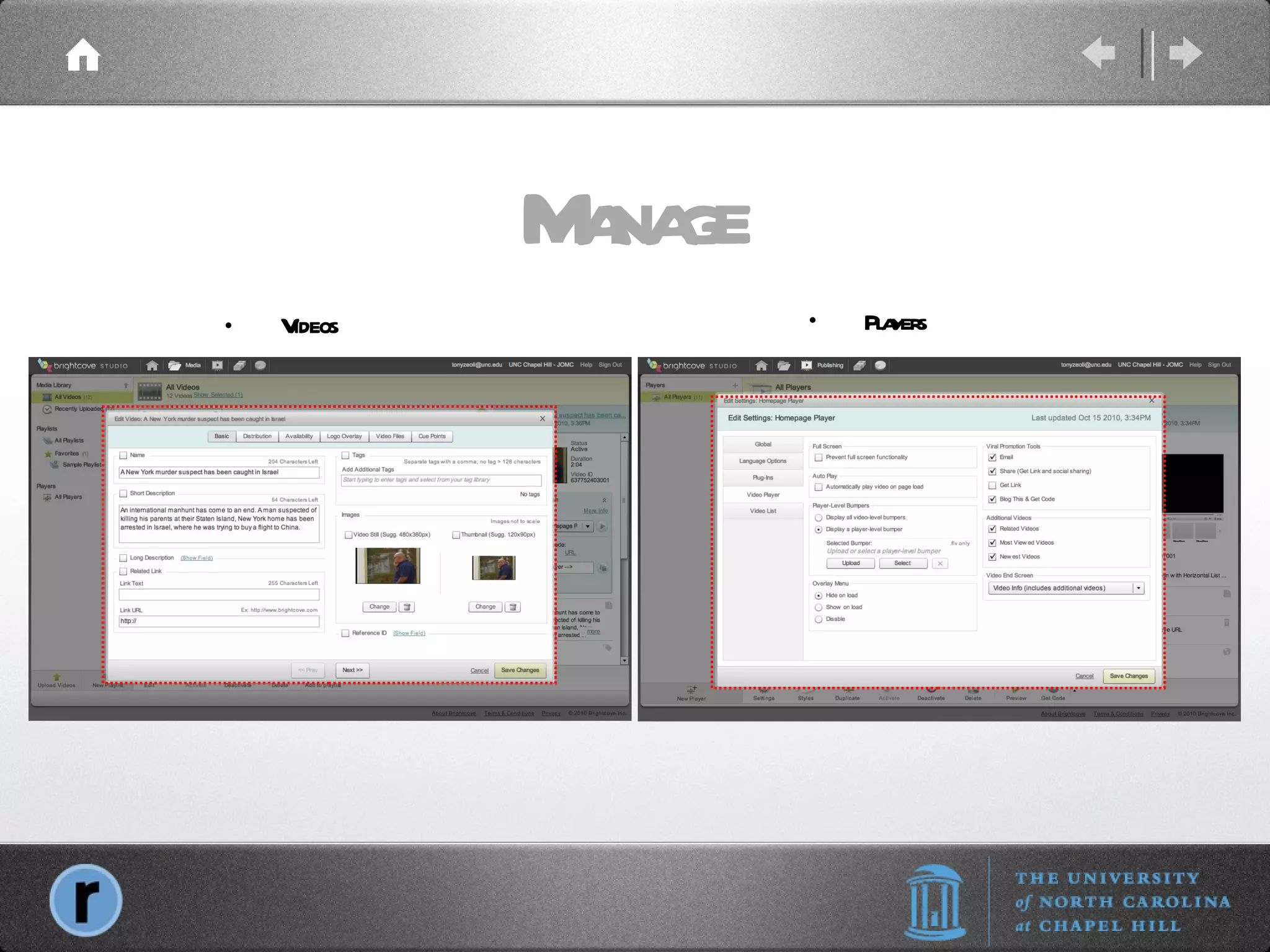 Manage Videos Players 