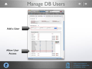 Manage DB Users Allow User Access Add a User 