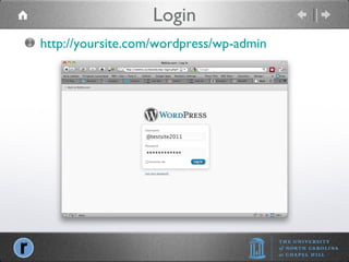 Login http://yoursite.com/wordpress/wp-admin 