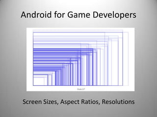Android for Game Developers




Screen Sizes, Aspect Ratios, Resolutions
 