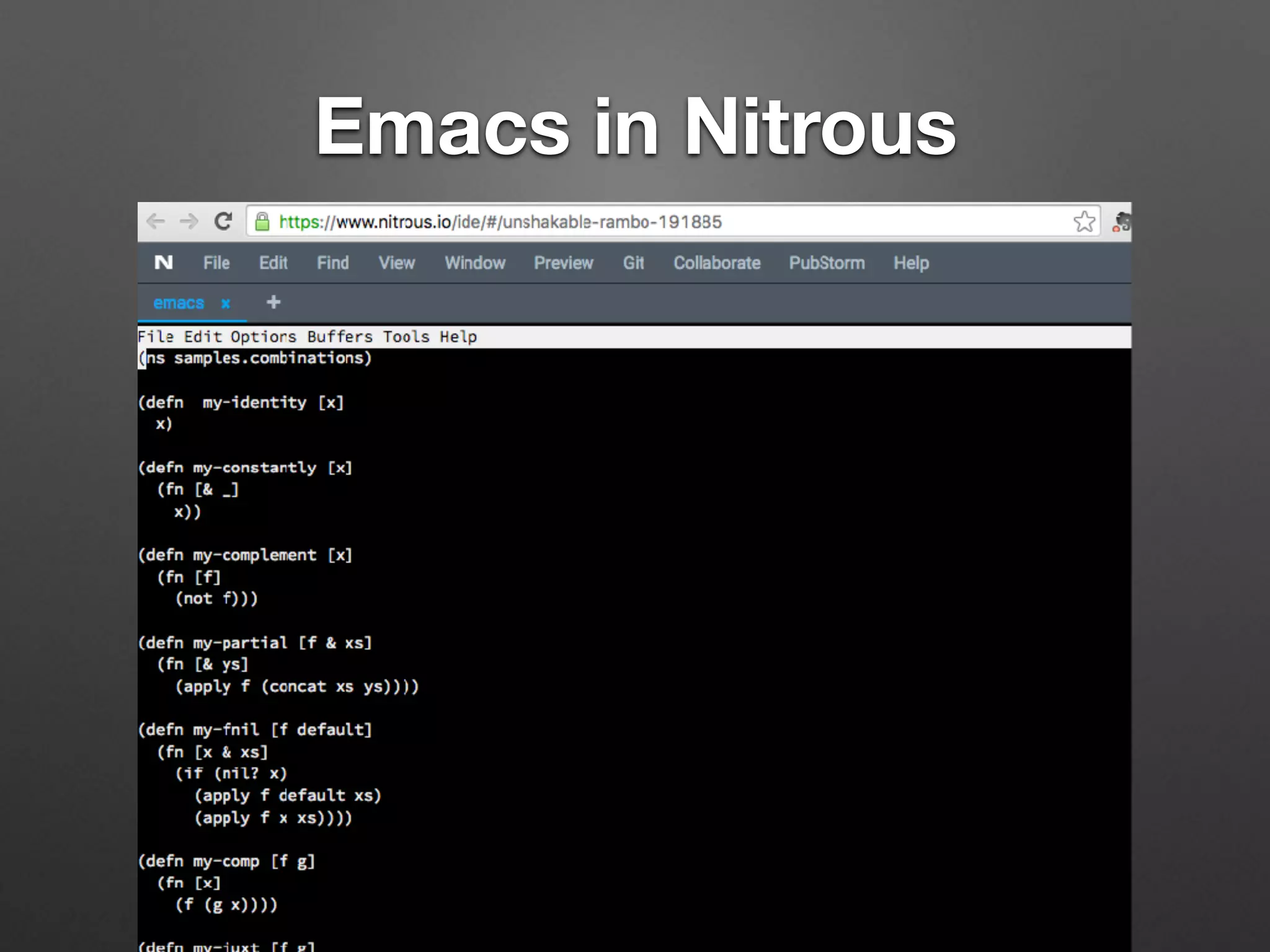 Emacs in Nitrous
 